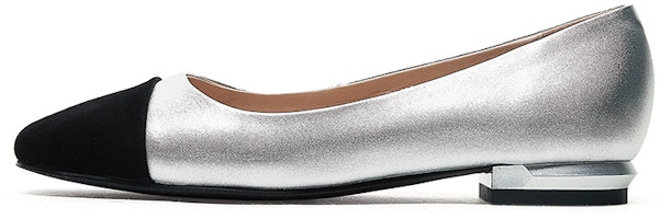 (Women) Luiza Barcelos Round Toe Patchwork Ballet Flats 'Silver' X900898 (Women) Luiza Barcelos Round Toe Patchwork Ballet Flats 'Silver' X900898