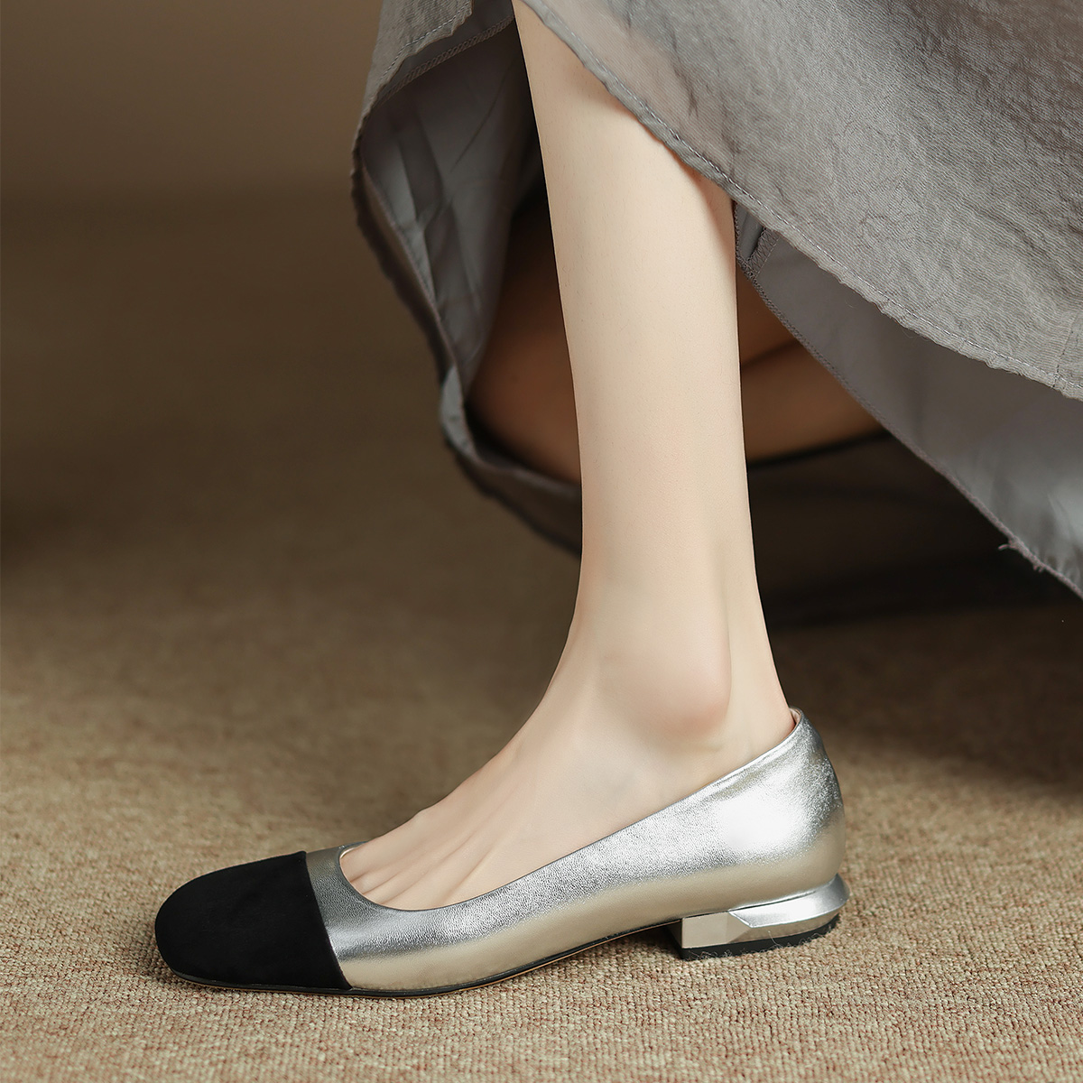 (W) Luiza Barcelos Round Toe Patchwork Ballet Flats 'Silver' 圖 5