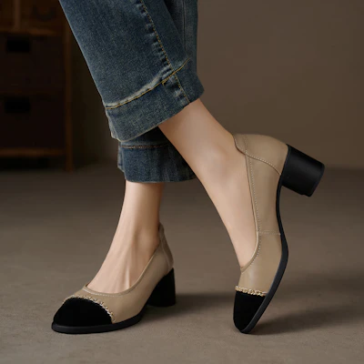 (Women) Luiza Barcelos Round Toe Slip-On Chunky Heel 'Grey Black' X901981 Shop (Women) Luiza Barcelos Round Toe Slip-On Chunky Heel 'Grey Black' X901981