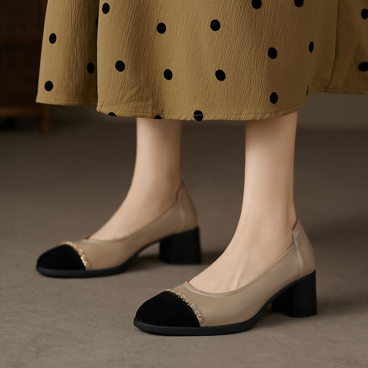 Purchase (Women) Luiza Barcelos Round Toe Slip-On Chunky Heel 'Grey Black' X901981