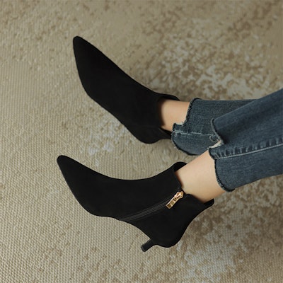 (W) Luiza Barcelos 黑色绒面短靴 X902149 4