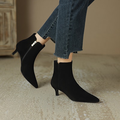 (W) Luiza Barcelos 黑色绒面短靴 X902149 5