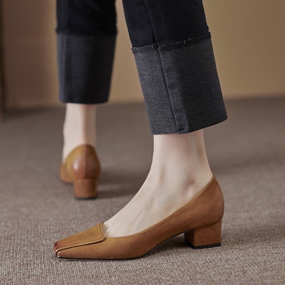 (Women) Luiza Barcelos Slip-On Chunky High Heels 'Brown' X901017 Details for (Women) Luiza Barcelos Slip-On Chunky High Heels 'Brown' X901017