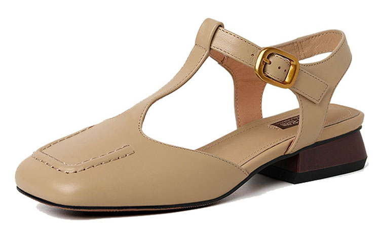 Lookbook (W) （女性用）ルイザバルセロス スクエアトゥ バックル ブロックヒール「アプリコット」X901082 X901082