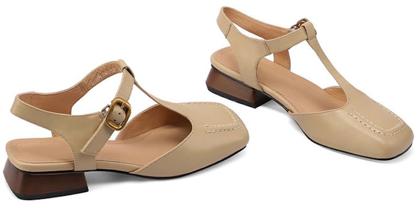 (Women) Luiza Barcelos Square-Toe Buckle Block Heel 'Apricot' X901082 Shop (Women) Luiza Barcelos Square-Toe Buckle Block Heel 'Apricot' X901082