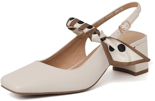 (Women) Luiza Barcelos Square Toe 'Beige Chunky Heel' X901323 (Women) Luiza Barcelos Square Toe 'Beige Chunky Heel' X901323