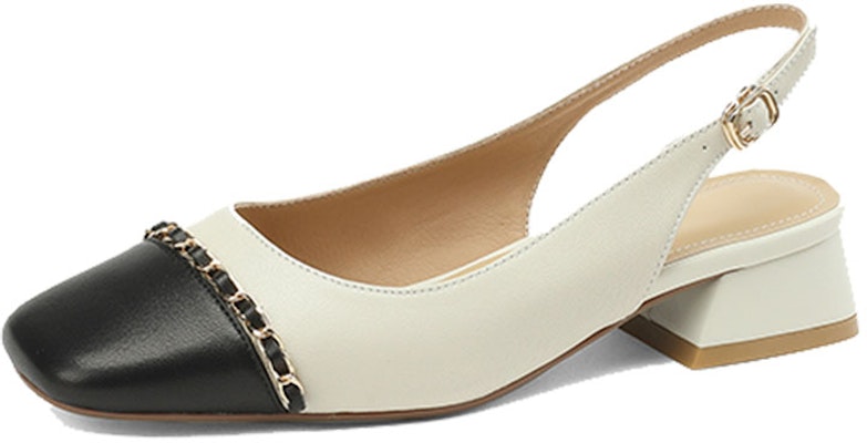 (Women) Luiza Barcelos Square Toe Block Heel 'Beige Black' X901079 Lookbook (Women) Luiza Barcelos Square Toe Block Heel 'Beige Black' X901079