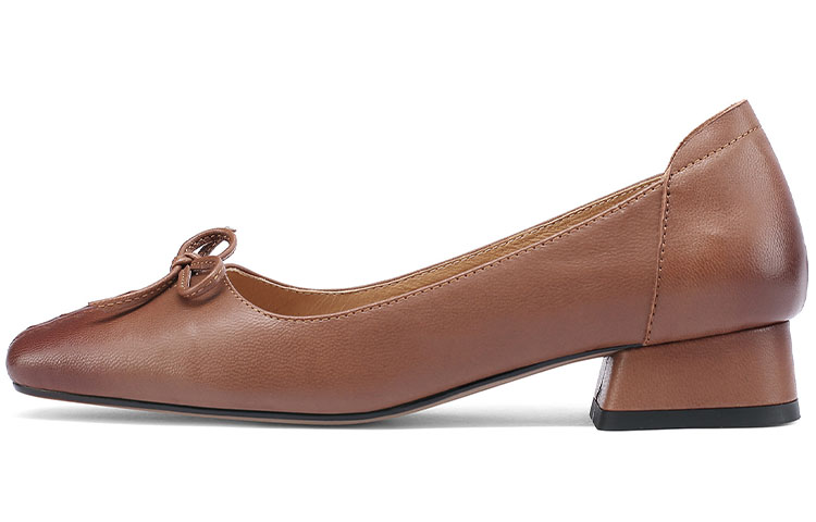 (Women) Luiza Barcelos Square Toe Block Heel with Bow 'Brown' X900955