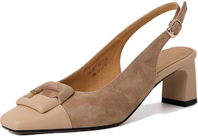 (Women) Luiza Barcelos Square Toe Chunky Heel 'Apricot' X901272 (Women) Luiza Barcelos Square Toe Chunky Heel 'Apricot' X901272