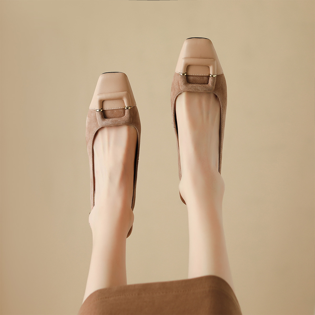 Order (W) Luiza Barcelos 方头厚底高跟鞋 '杏色' X901272