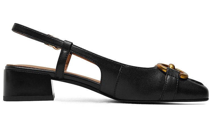 (W) Luiza Barcelos Square Toe Chunky Heel 'Black Sheepskin with Horsebit Buckle' 圖 2