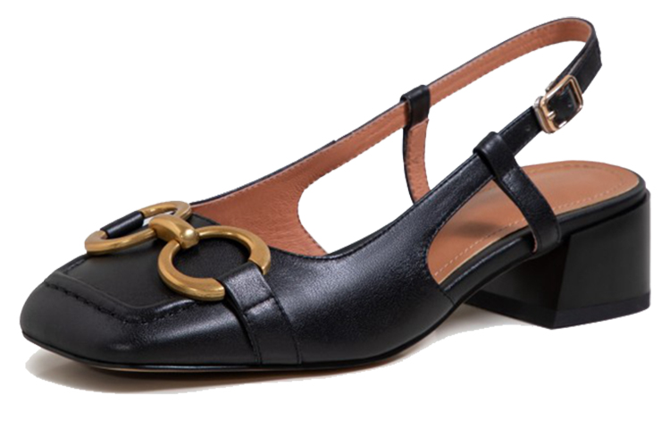 (W) Luiza Barcelos Square Toe Chunky Heel 'Black Sheepskin with Horsebit Buckle' 圖 3