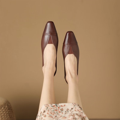 (Women) Luiza Barcelos Square Toe Chunky Heel 'Brown Elegance' X901089 Details for (Women) Luiza Barcelos Square Toe Chunky Heel 'Brown Elegance' X901089