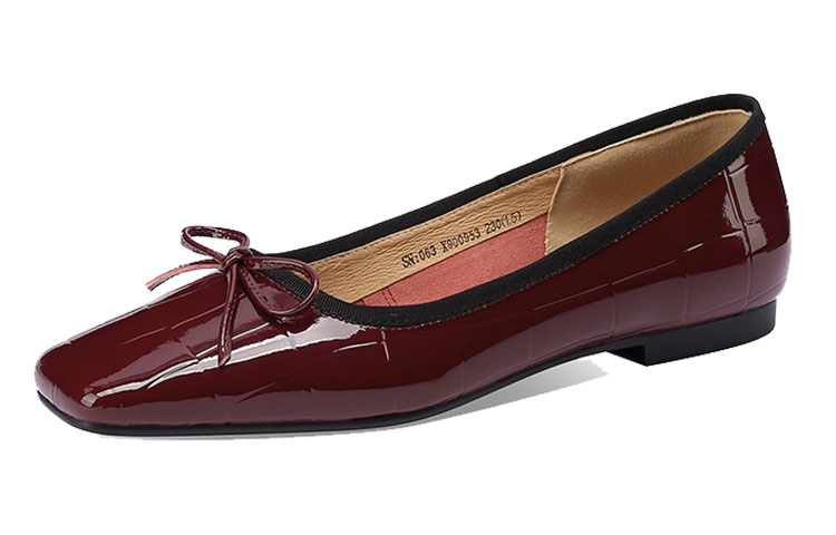 Buy (W) Luiza Barcelos Tumit Tebal Hujung Empat 'Kulit Burgundy Berkilat' X900953