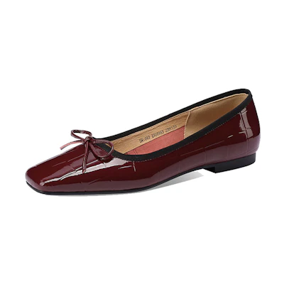 (W) Luiza Barcelos Square Toe Chunky Heel 'Burgundy Patent Leather'