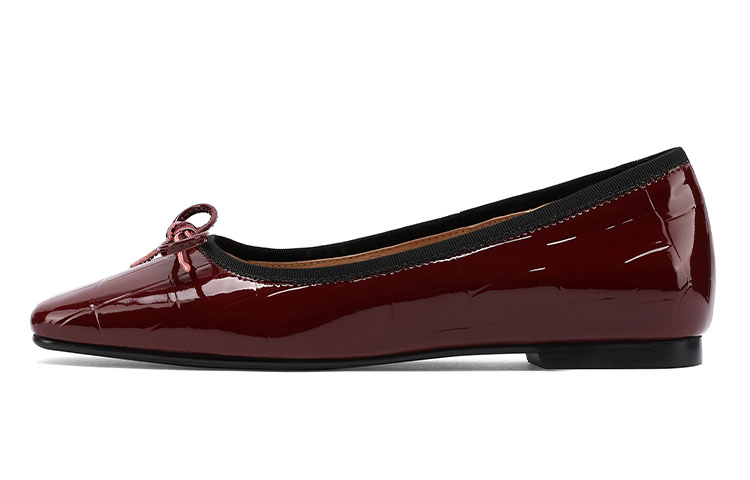 Order (W) Luiza Barcelos Tumit Tebal Hujung Empat 'Kulit Burgundy Berkilat' X900953