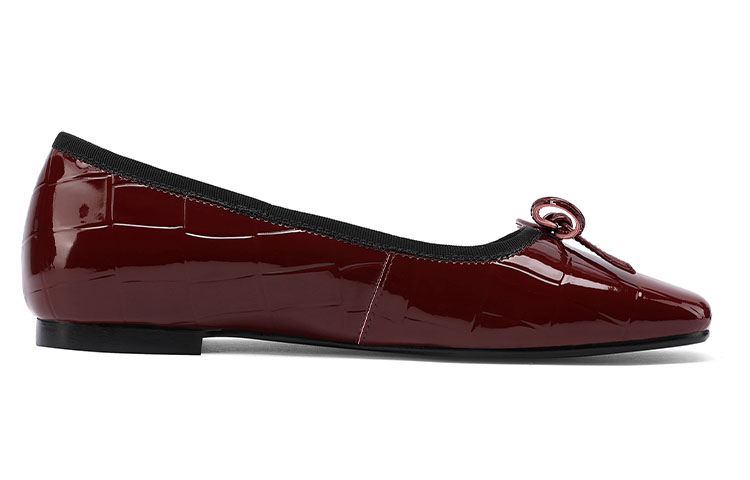 Lookbook (W) Luiza Barcelos Tumit Tebal Hujung Empat 'Kulit Burgundy Berkilat' X900953