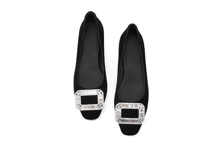 (W) Luiza Barcelos Square Toe High Heel with Metal Buckle 4cm 'Black Suede' 圖 5