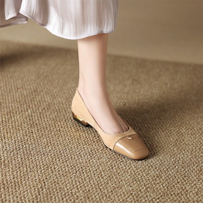 (Women) Luiza Barcelos Square Toe Patchwork 'Apricot' XWP1SK0167 Order (Women) Luiza Barcelos Square Toe Patchwork 'Apricot' XWP1SK0167