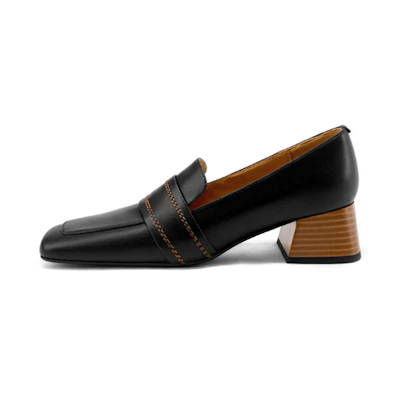 (W) Luiza Barcelos Square Toe Retro Chunky Heel 'Black'