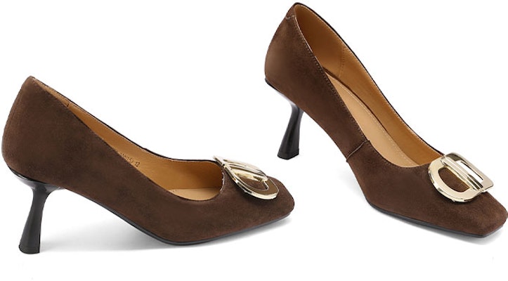 (Women) Luiza Barcelos Square Toe Slip-On High Heels 'Coffee' X900958 Shop (Women) Luiza Barcelos Square Toe Slip-On High Heels 'Coffee' X900958