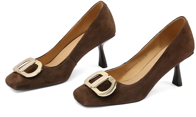 (Women) Luiza Barcelos Square Toe Slip-On High Heels 'Coffee' X900958 Purchase (Women) Luiza Barcelos Square Toe Slip-On High Heels 'Coffee' X900958
