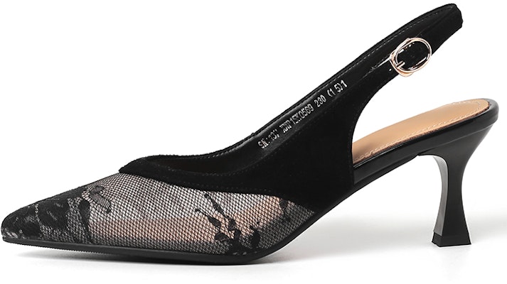 (Women) Luiza Barcelos Stiletto 'Black Lace Embroidery' XWP1SK0569 Buy (Women) Luiza Barcelos Stiletto 'Black Lace Embroidery' XWP1SK0569