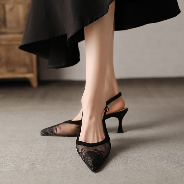 Lookbook (Women) Luiza Barcelos Stiletto 'Black Lace Embroidery' XWP1SK0569