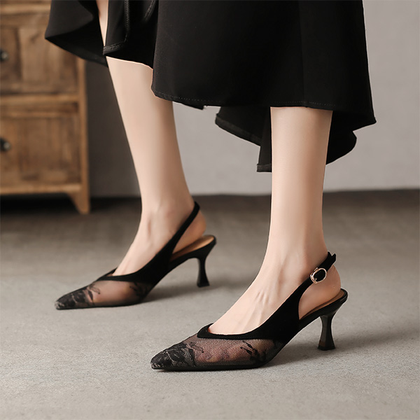 Shop (Women) Luiza Barcelos Stiletto 'Black Lace Embroidery' XWP1SK0569