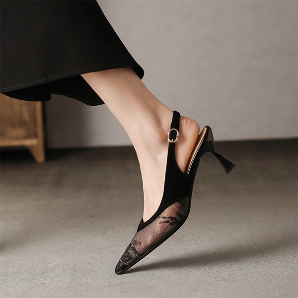 Details for (Women) Luiza Barcelos Stiletto 'Black Lace Embroidery' XWP1SK0569