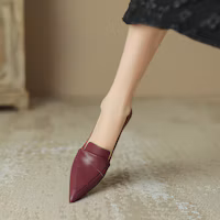 Purchase Luiza Barcelos 牛皮 氣質尖頭 細跟 高跟鞋 7cm 女款 酒紅色