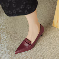 Details for Luiza Barcelos 牛皮 氣質尖頭 細跟 高跟鞋 7cm 女款 酒紅色
