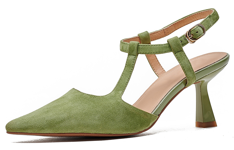 Buy Luiza Barcelos 皮革 時尚尖頭搭扣 細跟高跟鞋 7公分 女款 草綠色