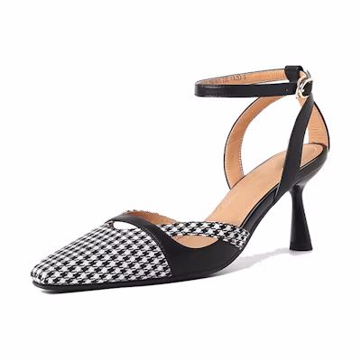 (W) Luiza Barcelos Stiletto 'Houndstooth Black and White'