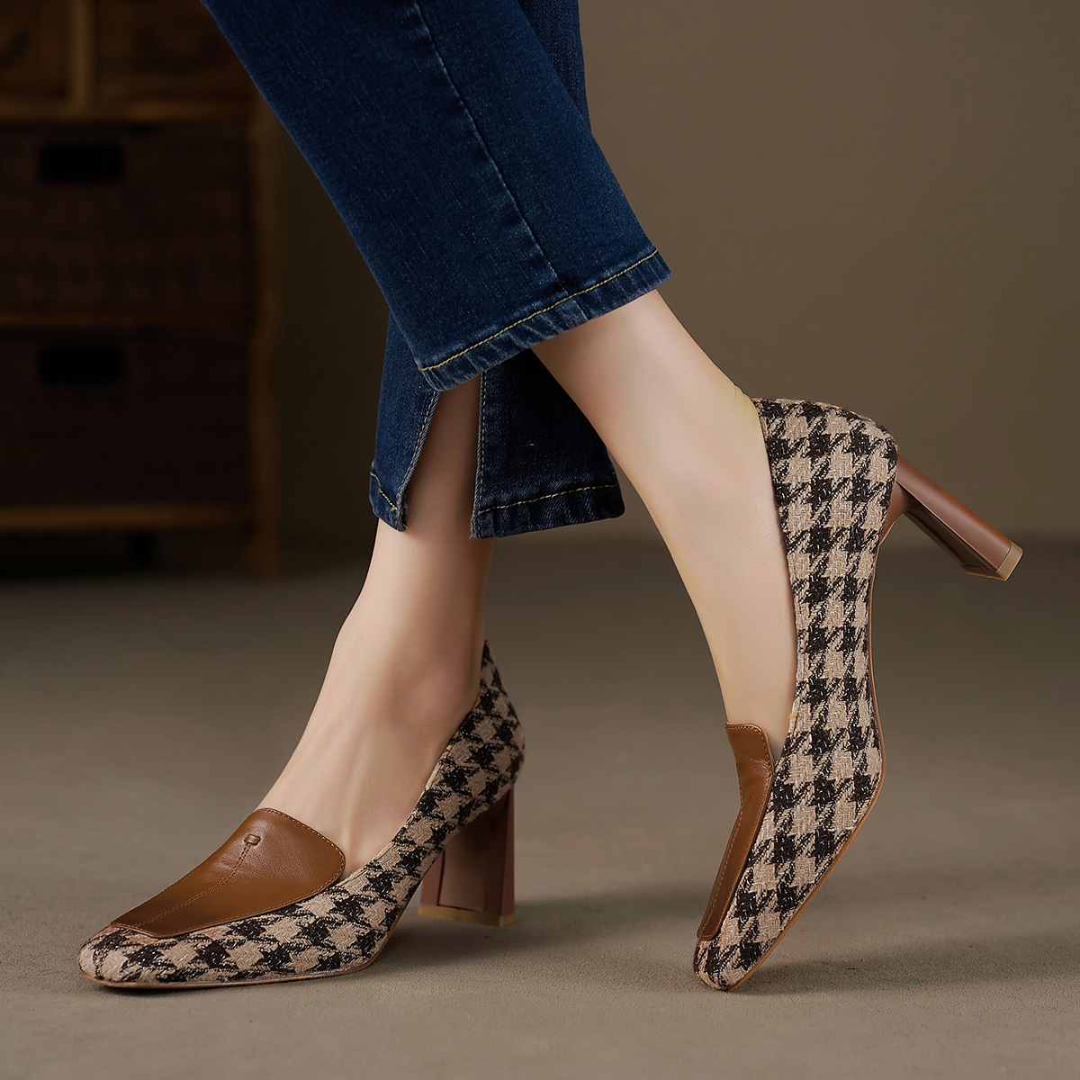 (W) Luiza Barcelos Stiletto 'Retro Houndstooth Brown' 圖 4