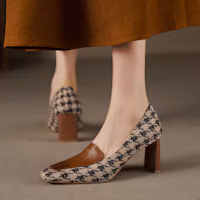 Details for (W) Luiza Barcelos Stiletto 'Retro Houndstooth Cokelat' X901945