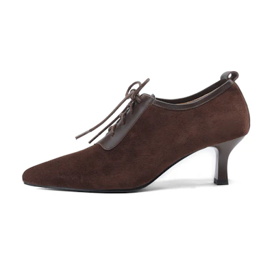 (W) Luiza Barcelos Stiletto 'Tan Velvet Lace-Up'