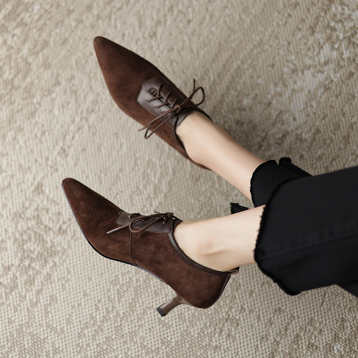 (W) Luiza Barcelos Stiletto 'Tan Velvet Lace-Up' 圖 4