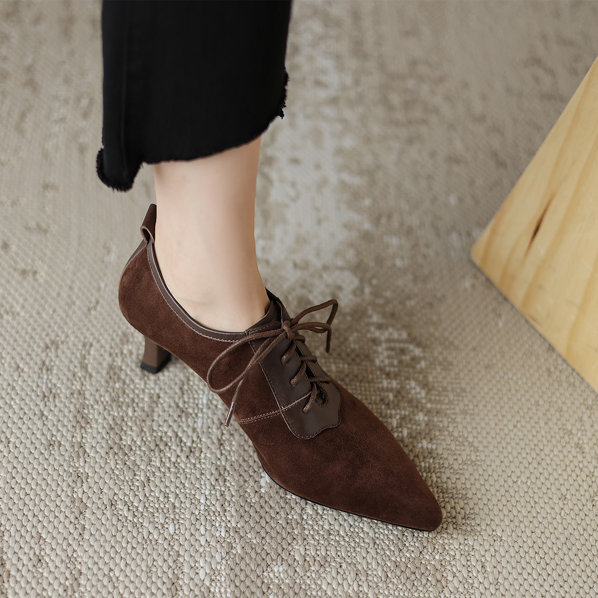 (W) Luiza Barcelos Stiletto 'Tan Velvet Lace-Up' 圖 7