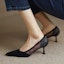 Order (W) Luiza Barcelos Kasut Tumit Tinggi Suede Kulit 'Hitam Berhujung Tajam' X901428