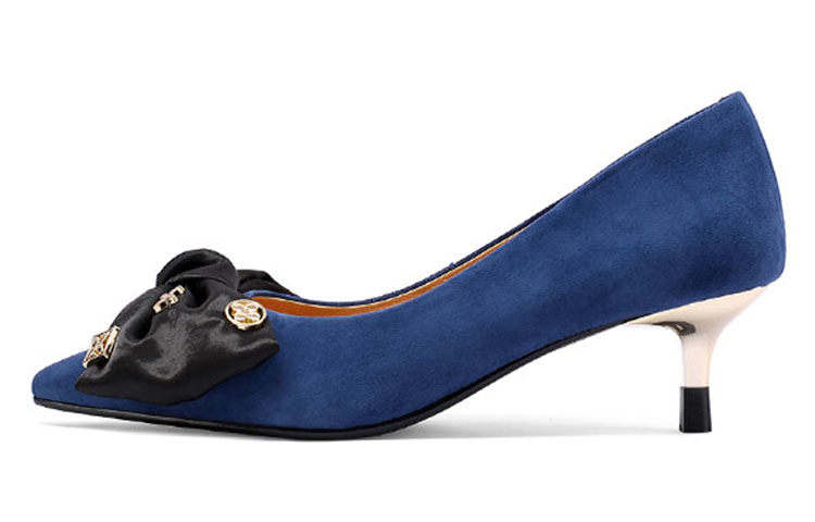 (W) Luiza Barcelos Suede Pointed Toe High Heels with Bow 'Suede Butterfly Knot'