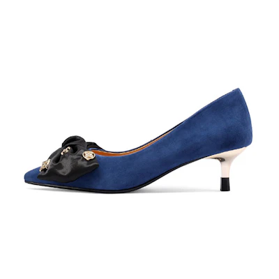(W) Luiza Barcelos Suede Pointed Toe High Heels with Bow 'Suede Butterfly Knot'