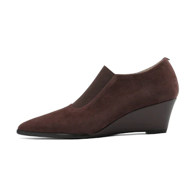 (W) Luiza Barcelos Velvet Pointed Toe High Heels 'Taupe Wedge'
