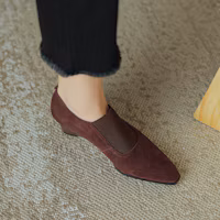 Purchase (W) Luiza Barcelos Tacones Altos de Punta Afilada de Terciopelo 'Taupe Wedge' X901898