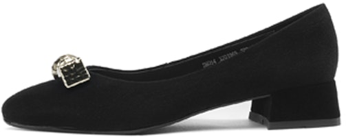 (Women) Luiza Barcelos Velvet Square Toe Casual Flat 'Black Sheepskin' X901969 (Women) Luiza Barcelos Velvet Square Toe Casual Flat 'Black Sheepskin' X901969