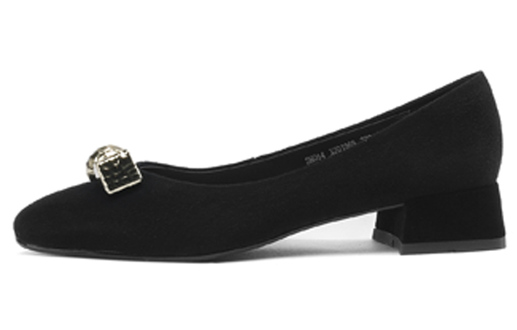 (Women) Luiza Barcelos Velvet Square Toe Casual Flat 'Black Sheepskin' X901969