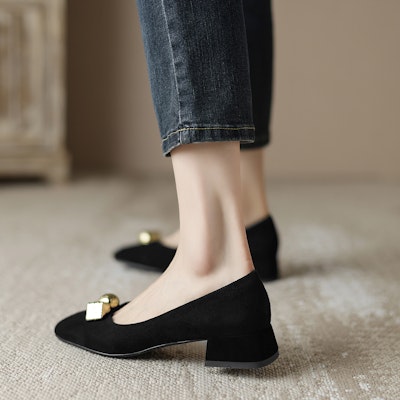 (Women) Luiza Barcelos Velvet Square Toe Casual Flat 'Black Sheepskin' X901969 Order (Women) Luiza Barcelos Velvet Square Toe Casual Flat 'Black Sheepskin' X901969