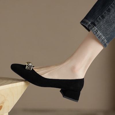 (Women) Luiza Barcelos Velvet Square Toe Casual Flat 'Black Sheepskin' X901969 Purchase (Women) Luiza Barcelos Velvet Square Toe Casual Flat 'Black Sheepskin' X901969