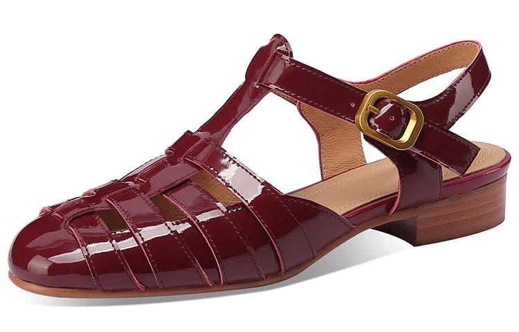 (Women) Luiza Barcelos Woven Cut-Out Buckle Flats 'Burgundy' XWP1SK0180