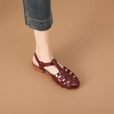 (Women) Luiza Barcelos Woven Cut-Out Buckle Flats 'Burgundy' XWP1SK0180 Lookbook (Women) Luiza Barcelos Woven Cut-Out Buckle Flats 'Burgundy' XWP1SK0180
